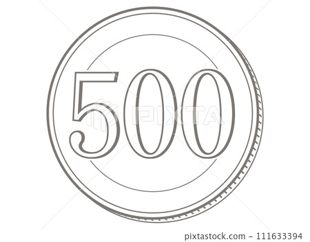 A simple illustration of a 500 yen coin A simple illustration of a 500 yen coin 111633394