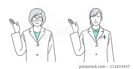 Illustration of a woman wearing a white coat Illustration of a woman wearing a white coat 111633437