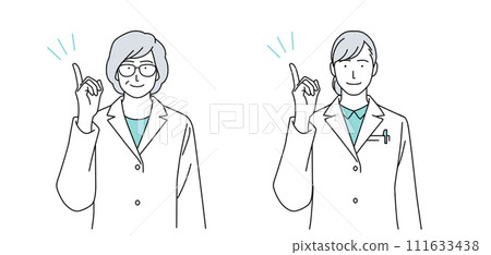 Illustration of a woman wearing a white coat Illustration of a woman wearing a white coat 111633438