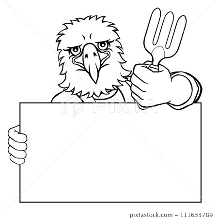 Gardener Eagle Bird Cartoon Handyman Tool Mascot Gardener Eagle Bird Cartoon Handyman Tool Mascot 111633789