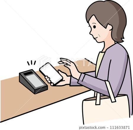 用智慧型手機付款的高級女性 111633871