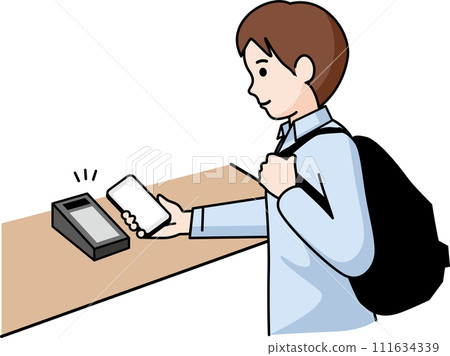 使用智能手機付款的男性 111634339