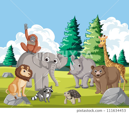 Joyful Wildlife Gathering in Nature 111634453