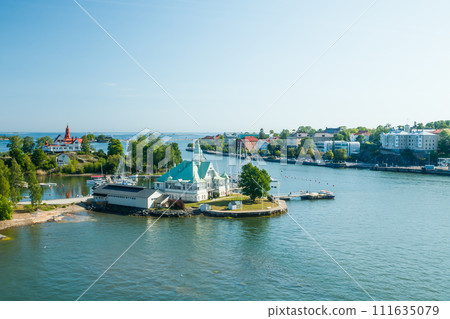 Island Valkosaari with restaurants in archipelago of Helsinki, Finland. Island Valkosaari with restaurants in archipelago of Helsinki, Finland. 111635079