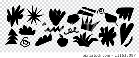 Set of black decorative freeform shapes. Doodle design elements. Set of black decorative freeform shapes. Doodle design elements. 111635097