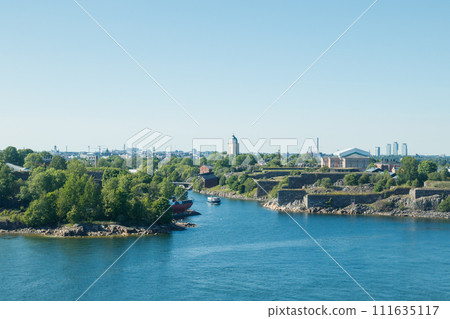 Fortress of Suomenlinna near Helsinki, Finland. View from sea. 111635117