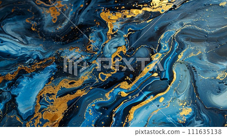 Marble background with golden texture. Glitter marbling for design. 111635138