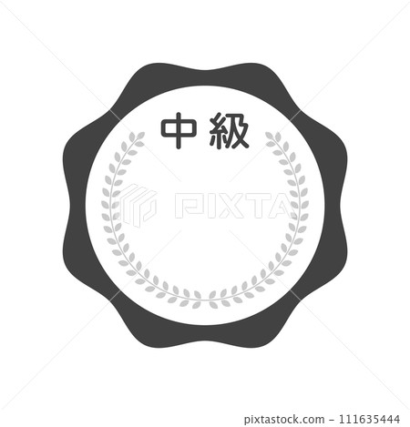 Simple intermediate level badge icon - intermediate/normal/middle class design material 111635444