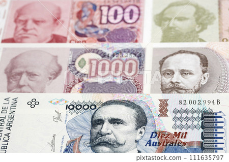 Old Argentine Australes a business background Old Argentine Australes a business background 111635797