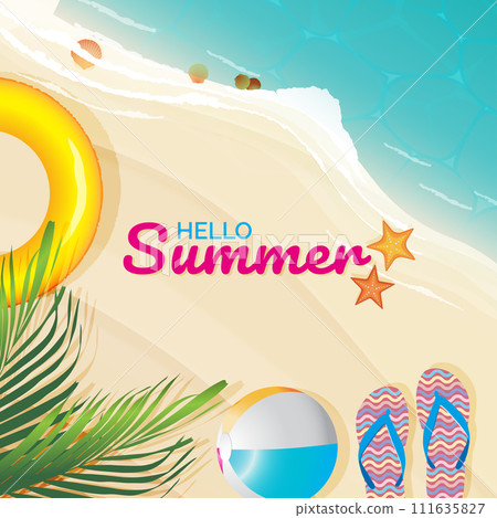 top view of summer beach scene for vacation top view of summer beach scene for vacation 111635827
