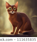 Brown tea cat looking up 111635835