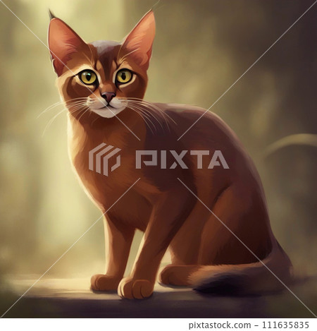 Brown tea cat looking up 111635835
