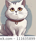 White cat looking up at the moon 111635899