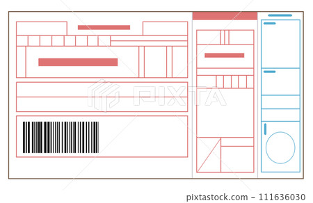 Illustration of utility bill receipt [electricity, gas, water bill, resident tax, receipt, paper, payment slip, identity verification document] 111636030