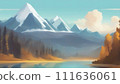 Mountains floating on the lake 111636061
