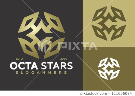 Letter C Octagon Logo design vector symbol icon illustration 111636084