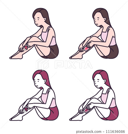 woman shaving her leg hair woman shaving her leg hair 111636086