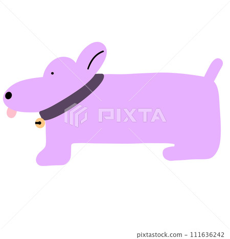 Purple Dachshund Dog Sausage Dog Cartoon illustration Dachshund Cartoon Cute Dog Minimal Dog Doodle Dog 111636242