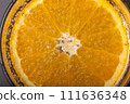 sliced orange in a glass of soda 111636348