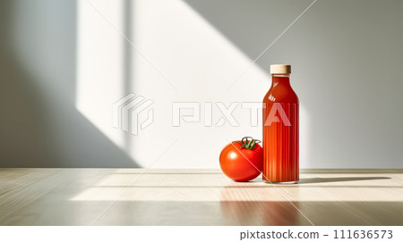 tomato juice in a glass bottle 111636573
