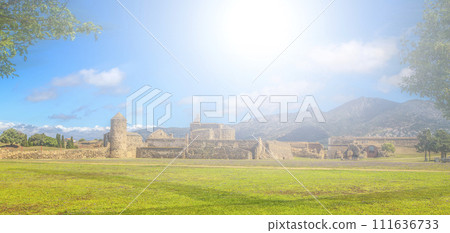 View of the medieval fortress in Roses, Catalonia, northern Spain View of the medieval fortress in Roses, Catalonia, northern Spain 111636733