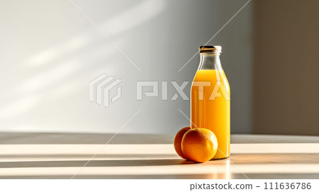 Revitalize with freshly squeezed orange juice in a bottle. 111636786
