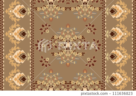 Ikat tribal Indian seamless pattern. Ethnic Aztec fabric carpet mandala ornament native boho chevron textile.Geometric African American oriental traditional vector illustrations. Embroidery style. Ikat tribal Indian seamless pattern. Ethnic Aztec fabric carpet mandala ornament native boho chevron textile.Geometric African American oriental traditional vector illustrations. Embroidery style. 111636823