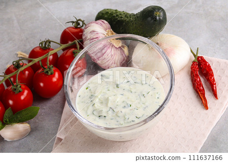Traditional delicious appetizer; greek tzatziki (Turkish name; cacik) Traditional delicious appetizer; greek tzatziki (Turkish name; cacik) 111637166