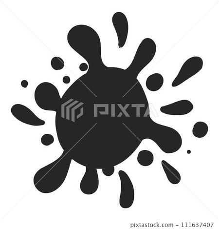 Black water splash. Abstract wet splatter drop for tattoo design, river wave ripple stain splash simple marine environment doodle. Vector isolated. Different dirt or ink shape 111637407