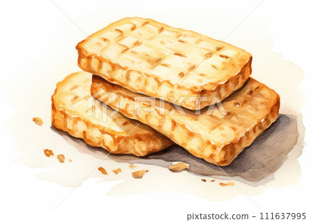 AI-generated content. Delicious, Tasty, Homemade White Cookie: A Crispy and Crunchy Snack with a Thin Crust of Baked Wheat, Topped with Yellow Cheese. AI-generated content. Delicious, Tasty, Homemade White Cookie: A Crispy and Crunchy Snack with a Thin Crust of Baked Wheat, Topped with Yellow Cheese. 111637995