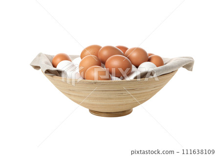 PNG, eggs in a deep dish, isolated on white background. PNG, eggs in a deep dish, isolated on white background. 111638109
