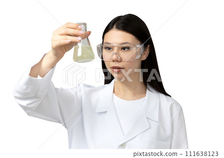 PNG, asian girl chemist lab assistant, isolated on white background. PNG, asian girl chemist lab assistant, isolated on white background. 111638123