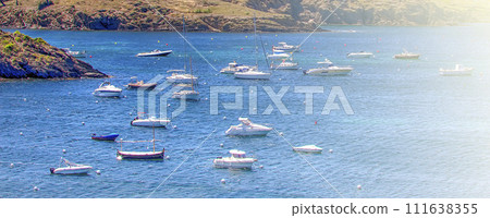 Bay and boats in the port of Cadaques, Costa Brava, province Girona, Catalonia, Spain. 111638355