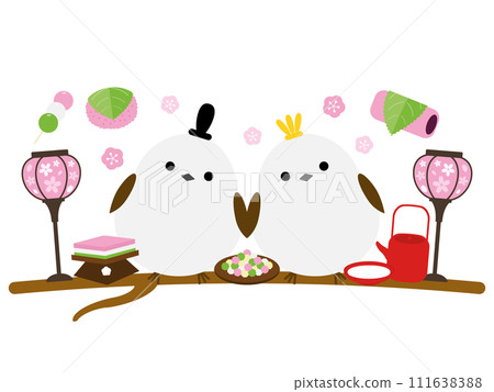 Icon of a long-tailed tit enjoying the Doll's Festival 111638388