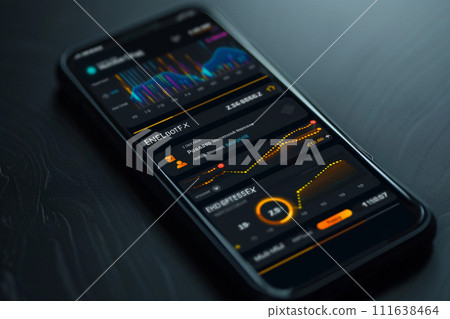 AI-generated content. Digital wallet interface on black background 111638464