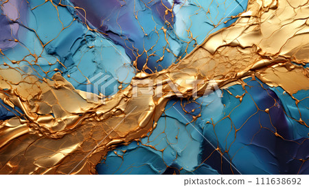 AI-generated content. Trendy metallic original mixed media background. Abstract artwork style, inspired by vintage textures. Luxury abstract background and wallpaper. Composition for yours header 111638692