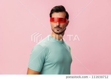 Attractive man trendy eyeglass background studio handsome fashion smile colourful guy portrait glasses Attractive man trendy eyeglass background studio handsome fashion smile colourful guy portrait glasses 111638712