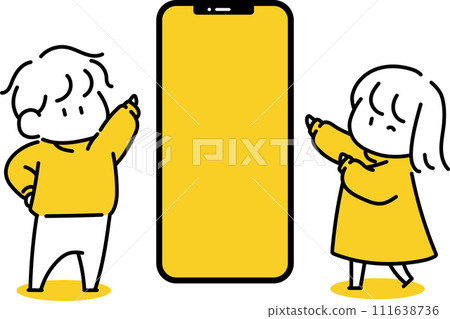 Smartphone and man and woman Smartphone and man and woman 111638736