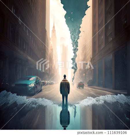 Time travel, parallel universe, sci-fi illustration 111639106