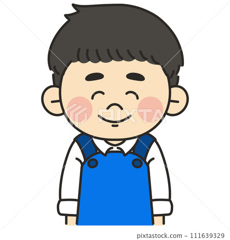 Illustration of a male aquarium keeper facing forward and smiling 111639329