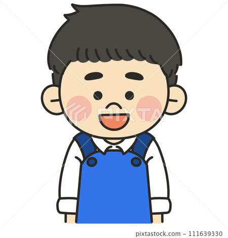 Illustration of a male aquarium keeper facing forward and smiling 111639330