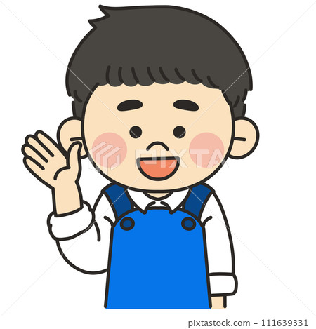 Illustration of a male aquarium keeper raising his hand to explain 111639331