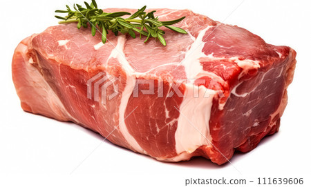 Savory indulgence, Pork with lard adorned with spices, meticulously arranged on parchment 111639606