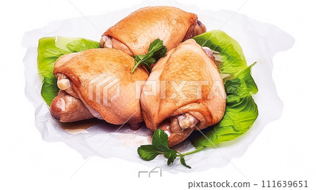 Thanksgiving delight, Goose feet seasoned with spices on parchment 111639651