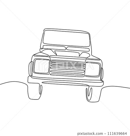 Single continous line art of 4x4 car 111639664
