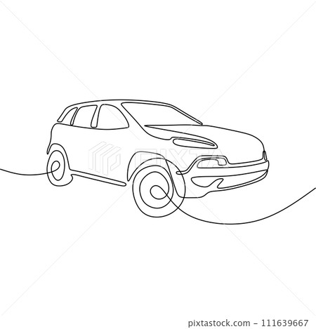Single continous line art of 4x4 car 111639667