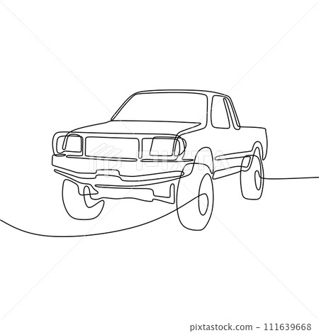 Single continous line art of 4x4 car 111639668