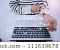 Business image of a woman starting to work on a PC 111639678