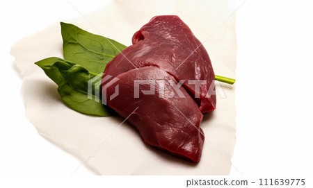 Liver delicacy, smooth slices of goose liver 111639775