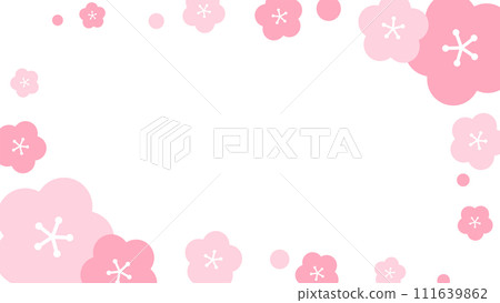 Frame illustration of spring flowers (plum, cherry blossom style) Frame illustration of spring flowers (plum, cherry blossom style) 111639862
